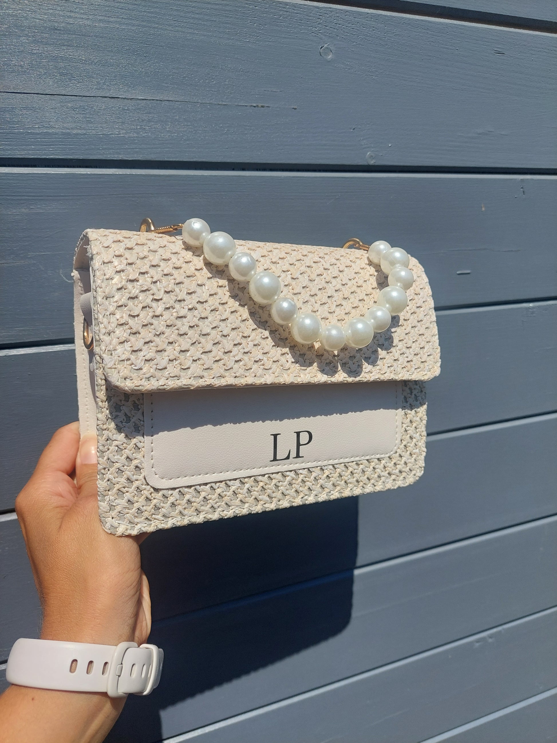 Pearl Handle Crossbody Handbag, Personalised With Initials – O and