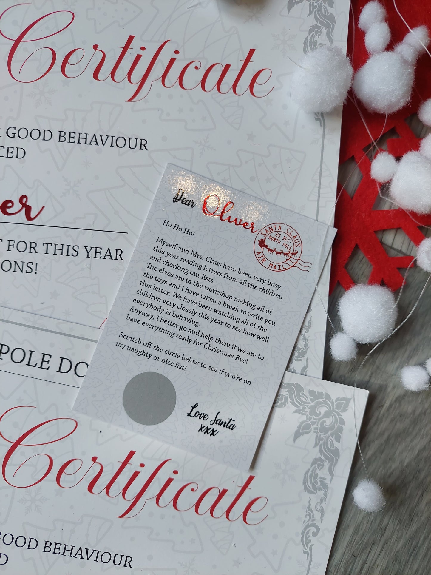 Christmas Letter From Santa and Nice List Certificate