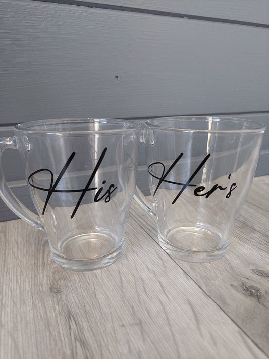 His and Her's Glass Coffee Mugs