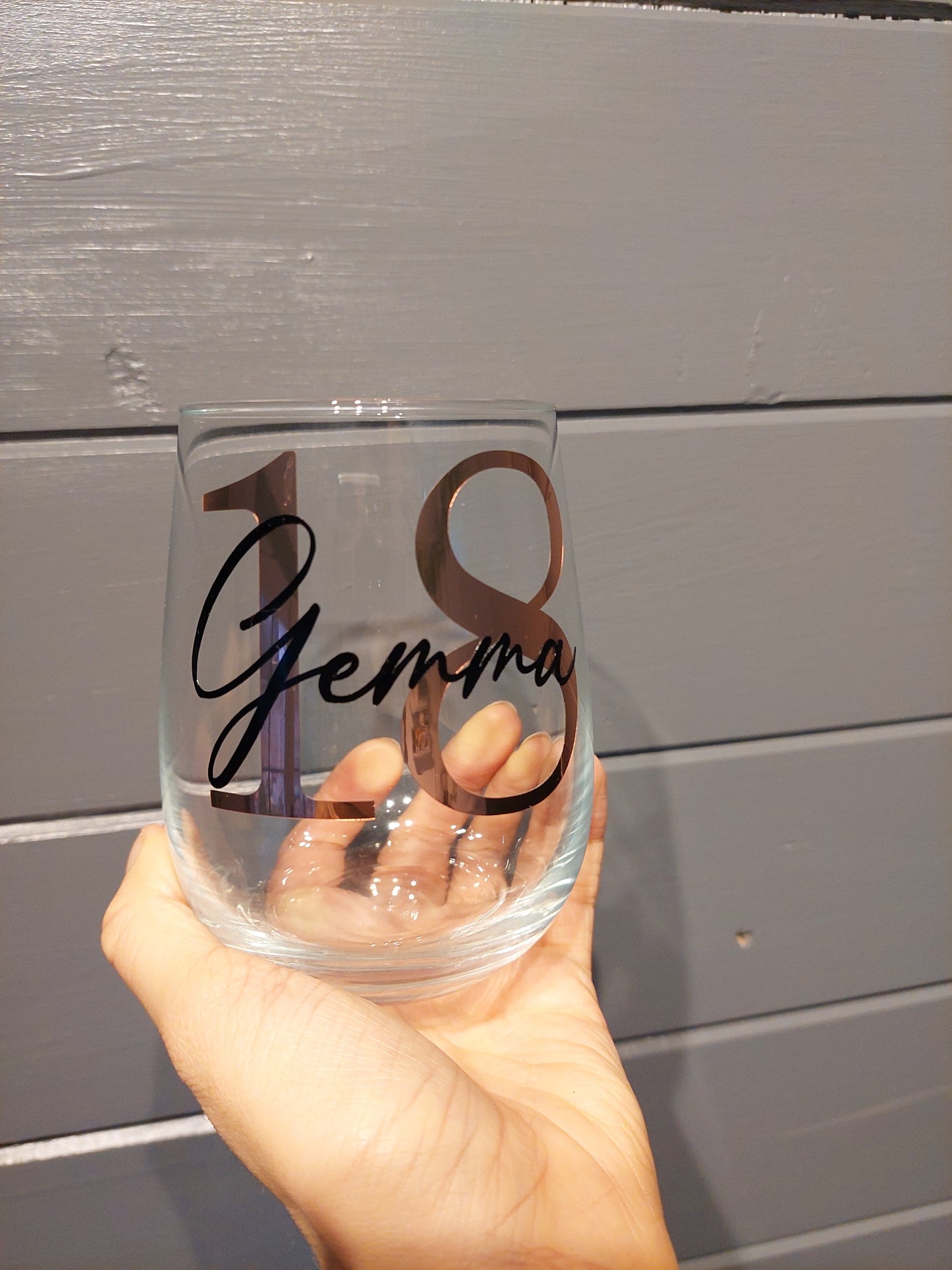 Personalised Birthday Stemless Wine Glass