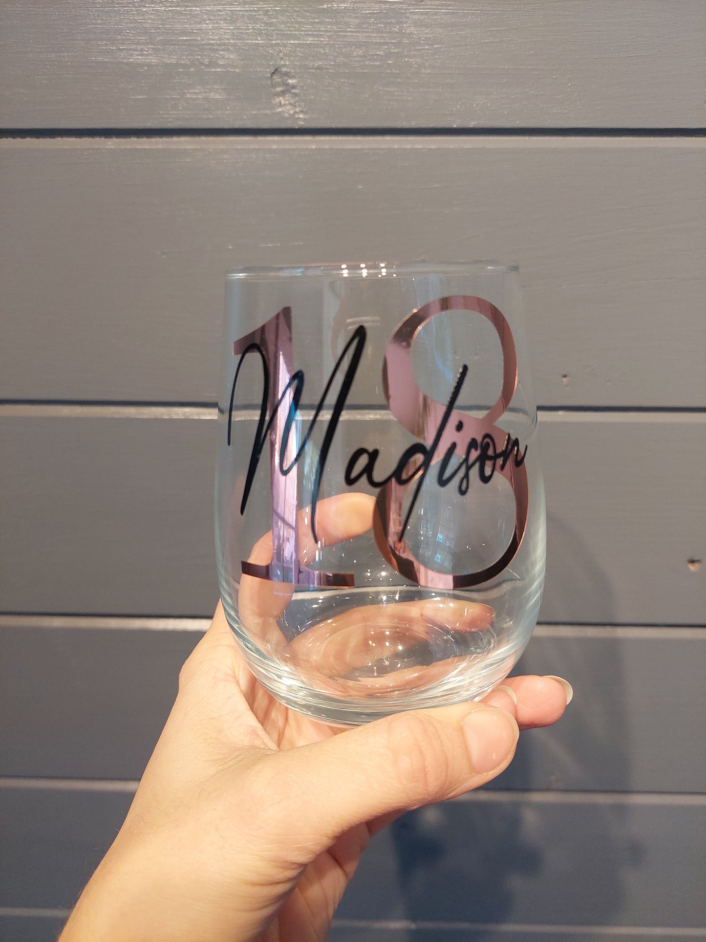 Personalised Birthday Stemless Wine Glass