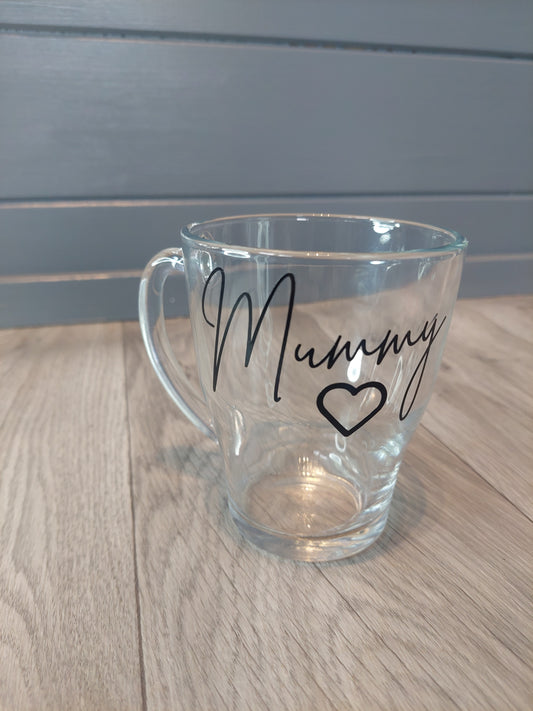 Mummy Glass Coffee Mug with Heart Detail