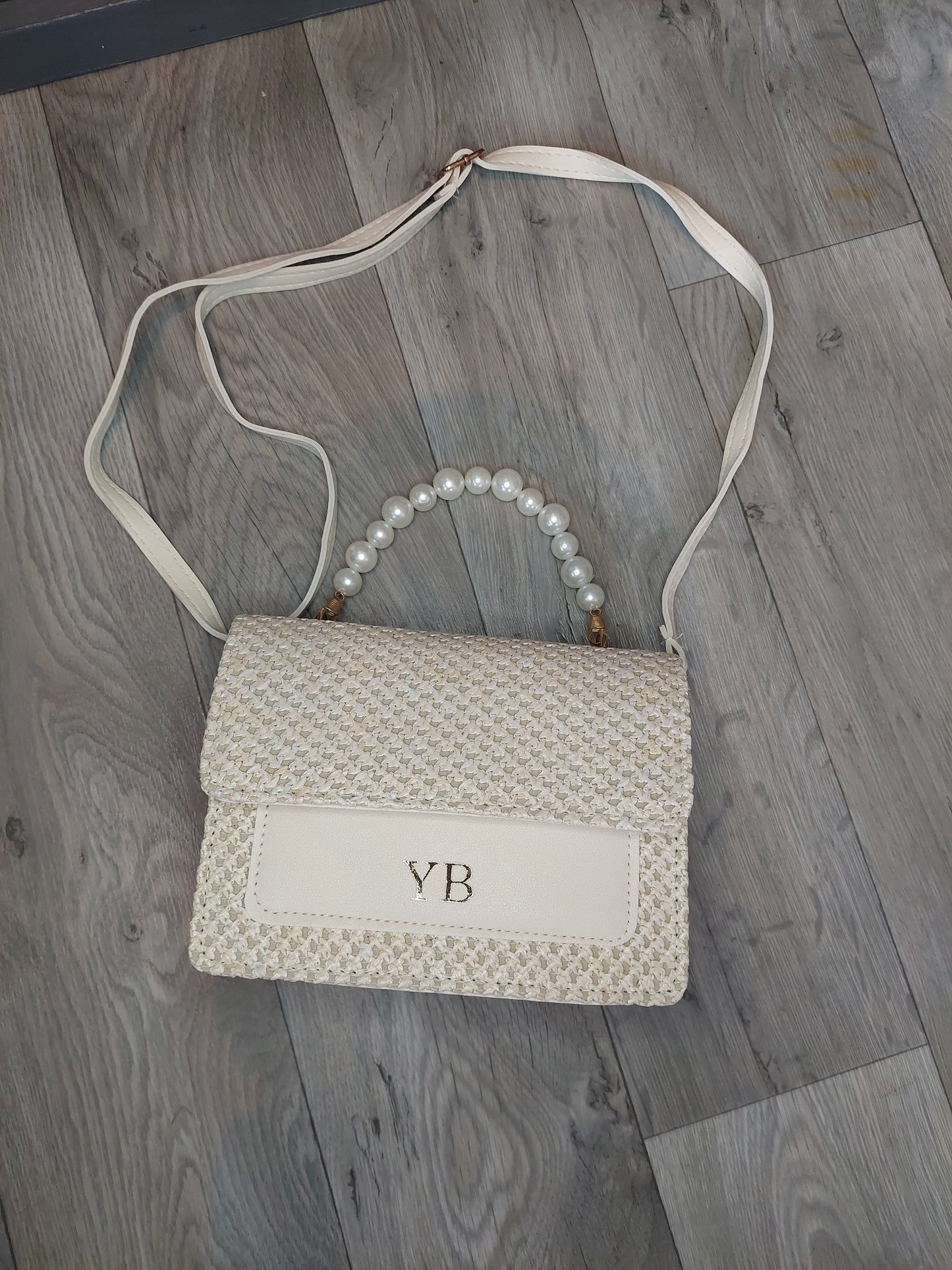 Pearl Handle Crossbody Handbag, Personalised With Initials